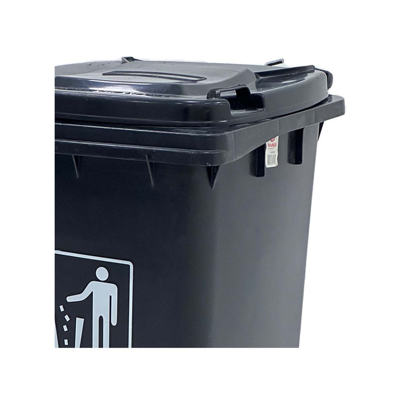 F-BI101-BL Type 1 XL garbage bin in black plastic with wheels