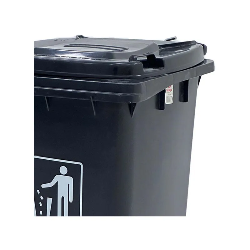 F-BI101-BL Type 1 XL garbage bin in black plastic with wheels