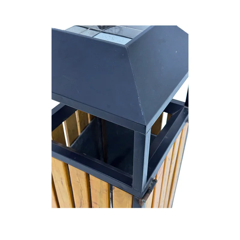 F-BI141-BB Type 1 Wooden bin in black & brown with a metal ashtray on top