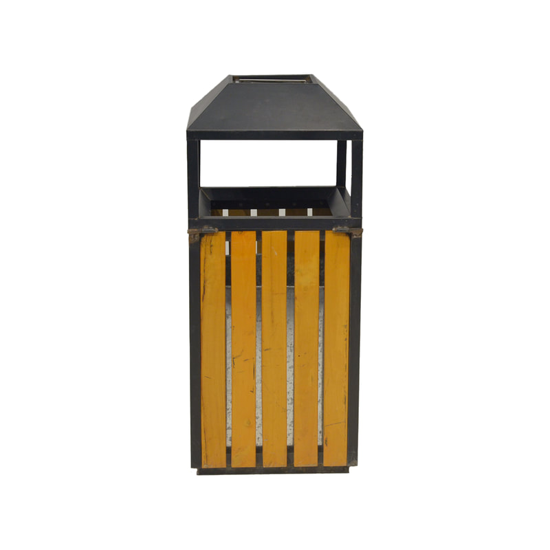 F-BI141-BB Type 1 Wooden bin in black & brown with a metal ashtray on top