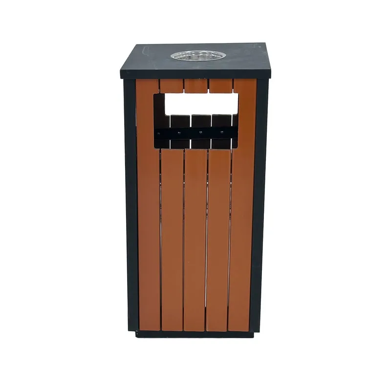 F-BI143-BB Type 3 Wooden bin in black & brown finish with a metal ashtray