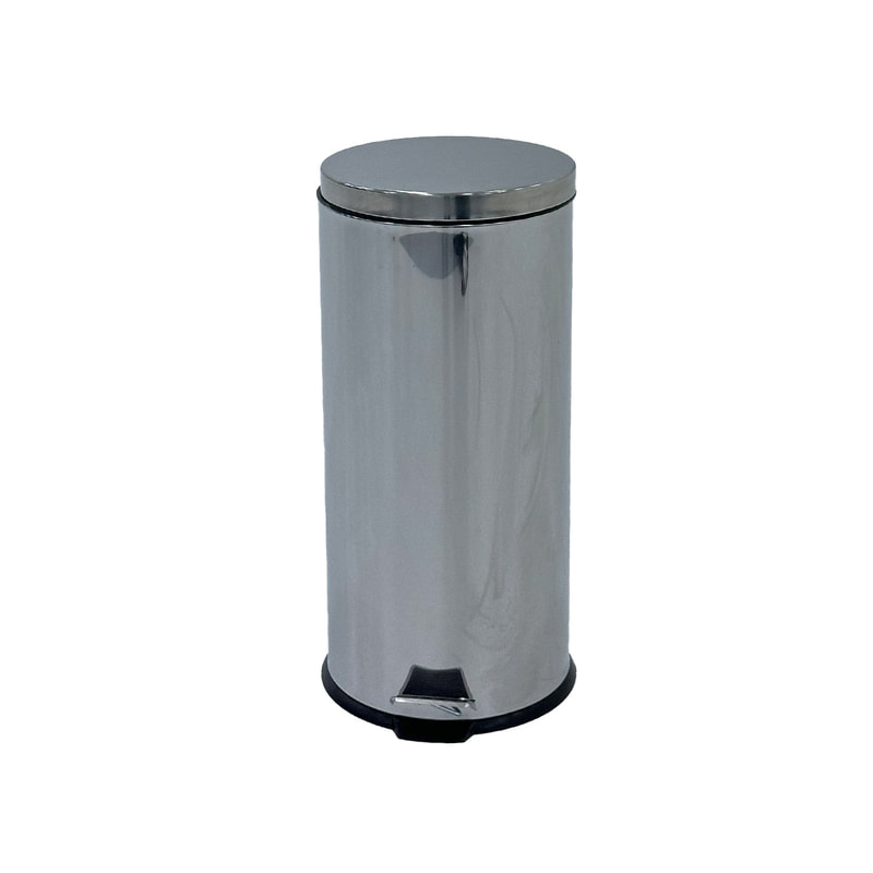 F-BI161-SI Type 1 Steel bin in silver with a foot pedal
