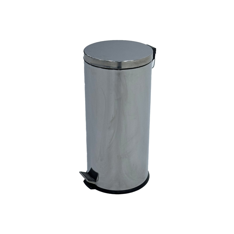F-BI161-SI Type 1 Steel bin in silver with a foot pedal