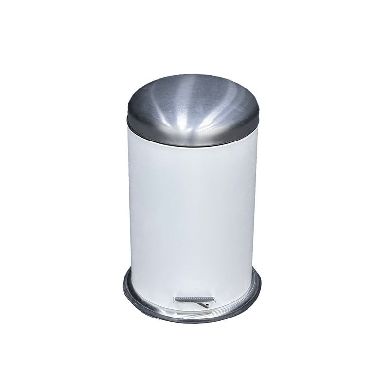 F-BI164-WH Type 4 Stainless steel bin in white with a foot pedal