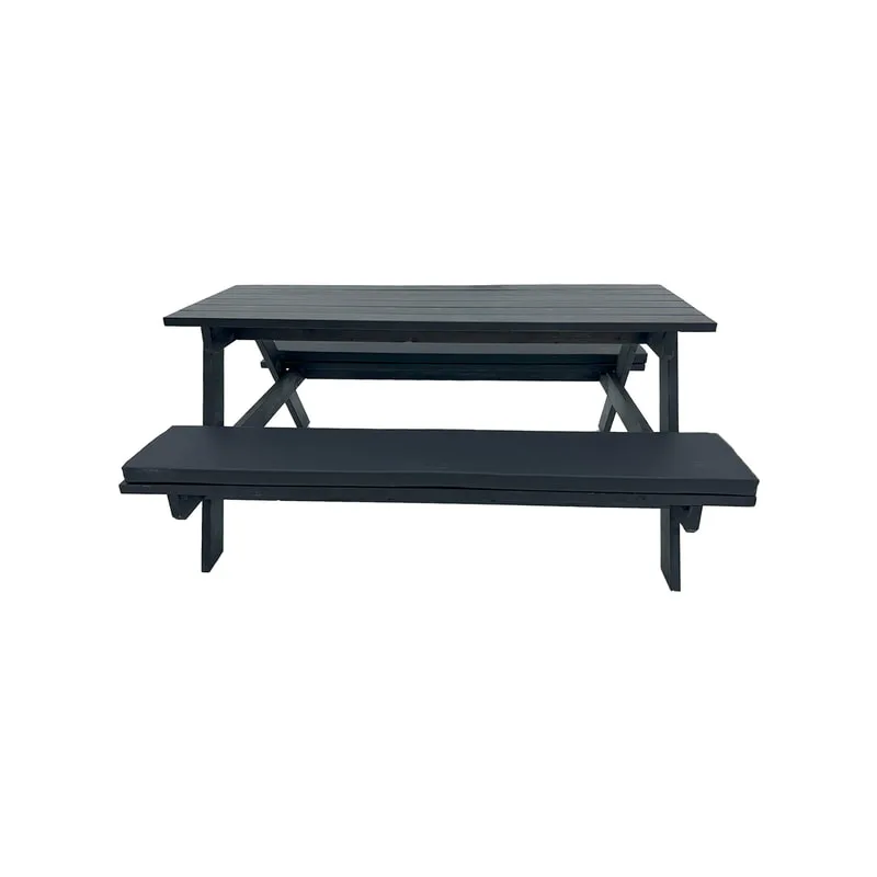 F-BK401-BL Type 1 Picnic bench in black. Seats 6-8 people with a combination of black seat pads 