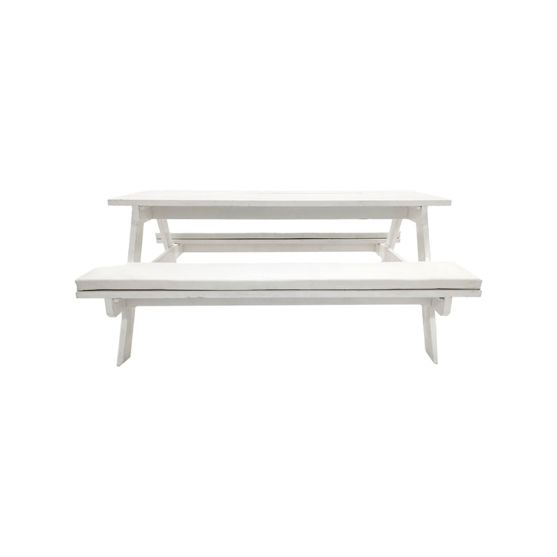 F-BK501-WH Type 1 Picnic bench in White. Seats 6-8 people with a combination of white seat pads 