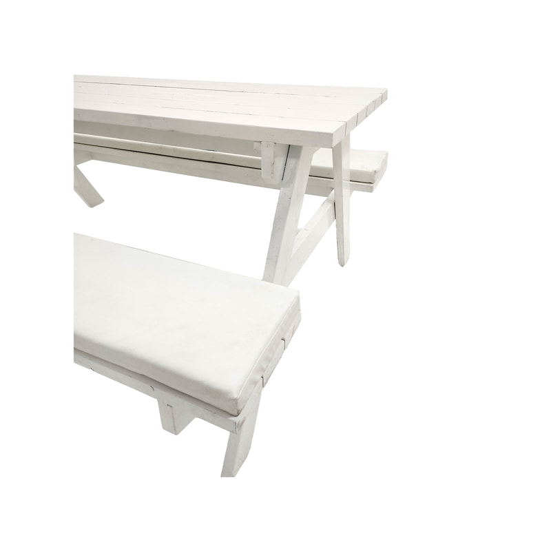 F-BK501-WH Type 1 Picnic bench in White. Seats 6-8 people with a combination of white seat pads 