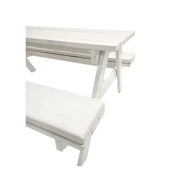 F-BK501-WH Type 1 Picnic bench in White. Seats 6-8 people with a combination of white seat pads 
