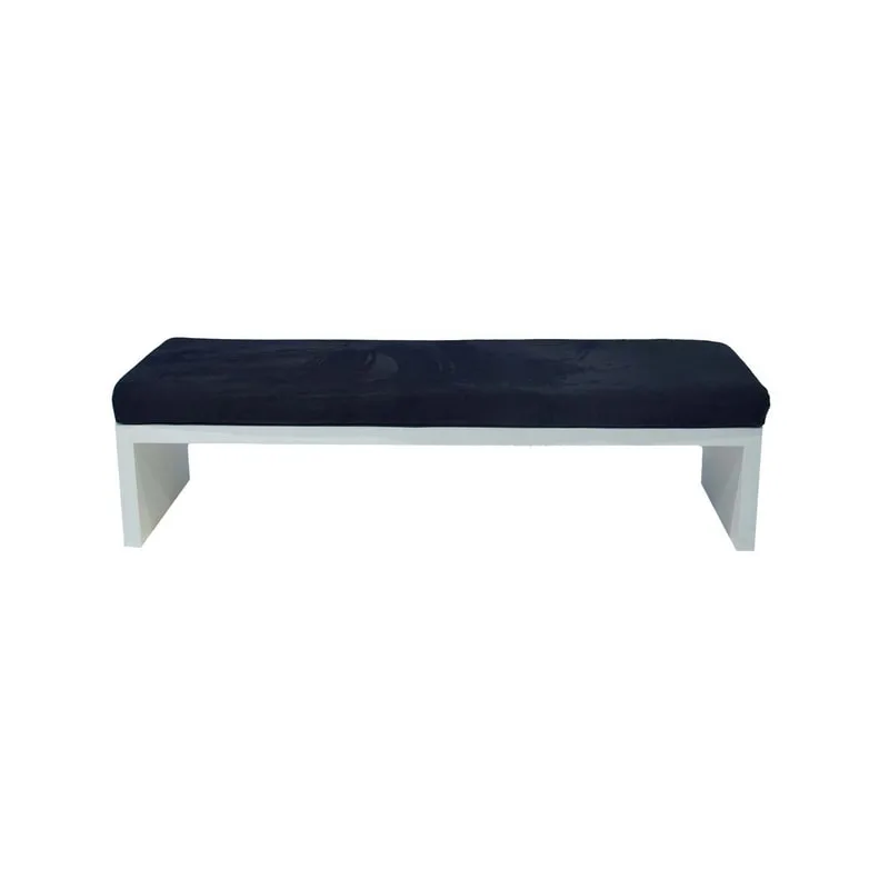 F-BN101-BL Milan bench with black seat pad and base in white paint finish
