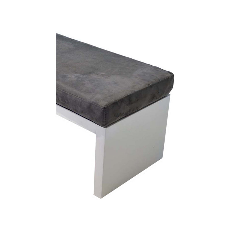 F-BN101-GR Milan bench with mid grey seat pad and base in white paint finish