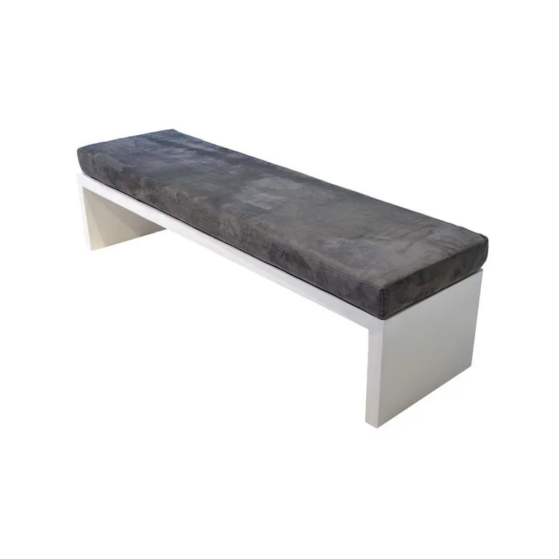 F-BN101-GR Milan bench with mid grey seat pad and base in white paint finish