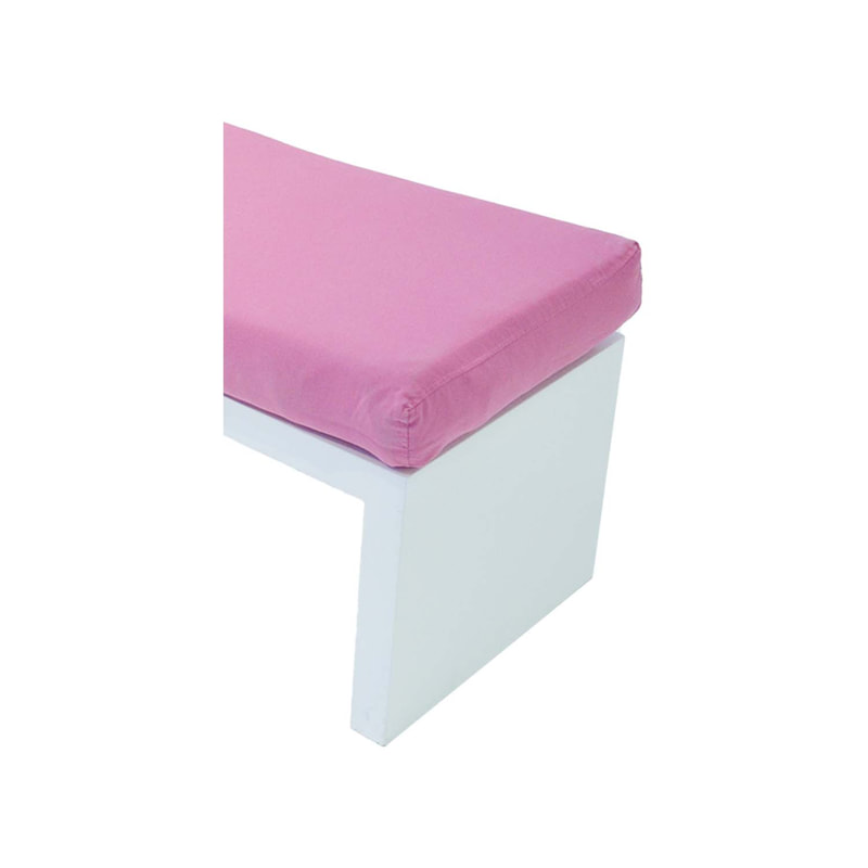 F-BN101-HP Milan bench with hot pink seat pad and base in white paint finish