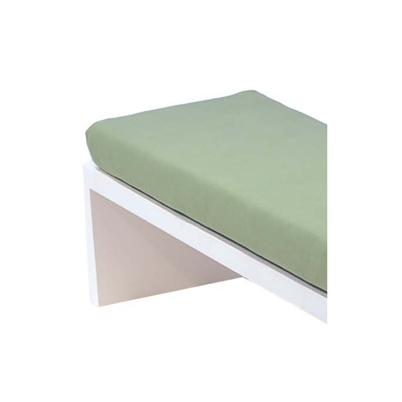F-BN101-OG Milan bench with olive green seat pad and base in white paint finish
