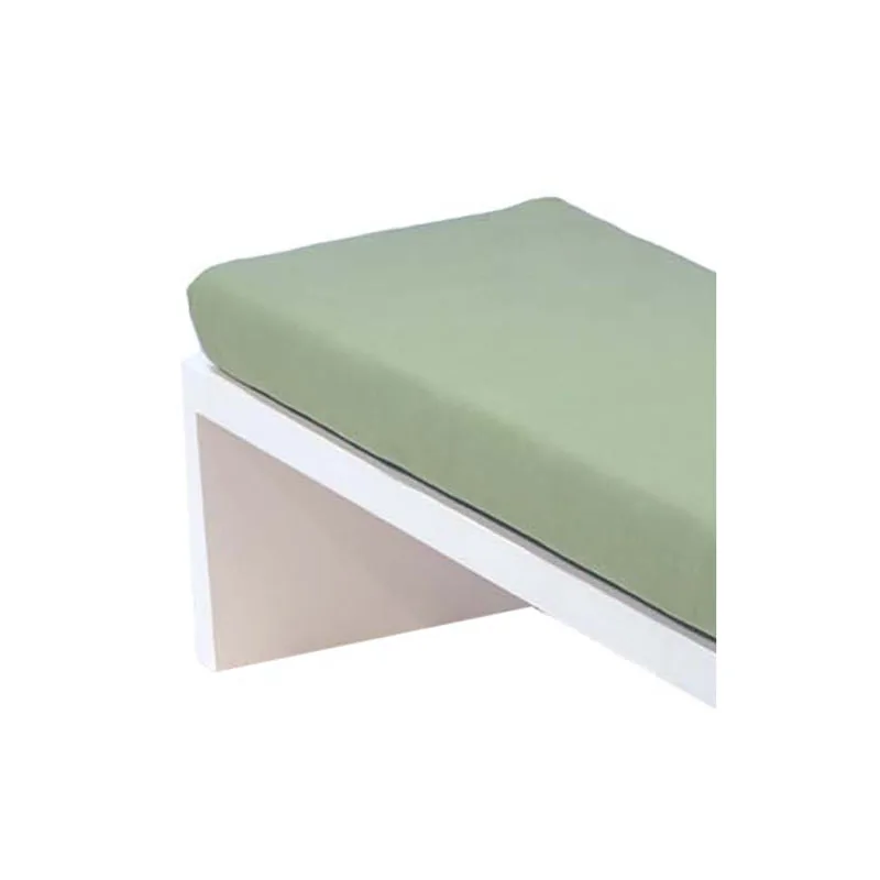 F-BN101-OG Milan bench with olive green seat pad and base in white paint finish