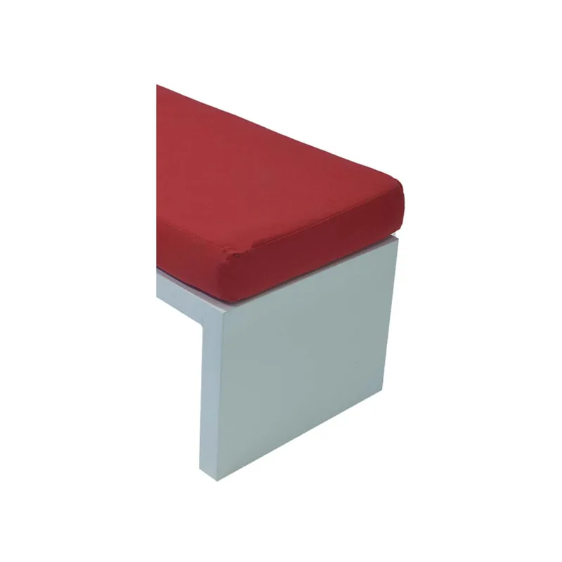F-BN101-RE Milan bench with red seat pad and base in white paint finish