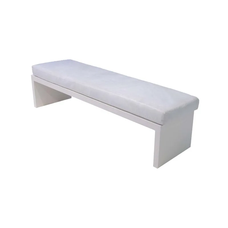 F-BN101-WH Milan bench with white seat pad and base in white paint finish