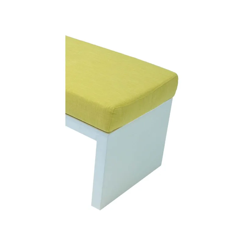 F-BN101-YL Milan bench with yellow seat pad and base in white paint finish