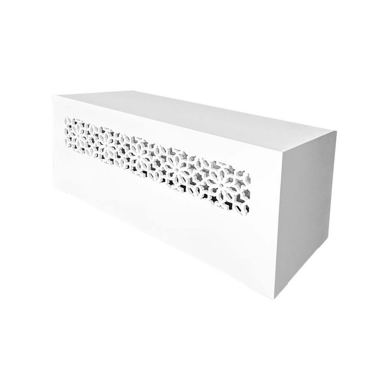 F-BQ101-WH Type 1 buffet counter with mashrabiya CNC pattern in white