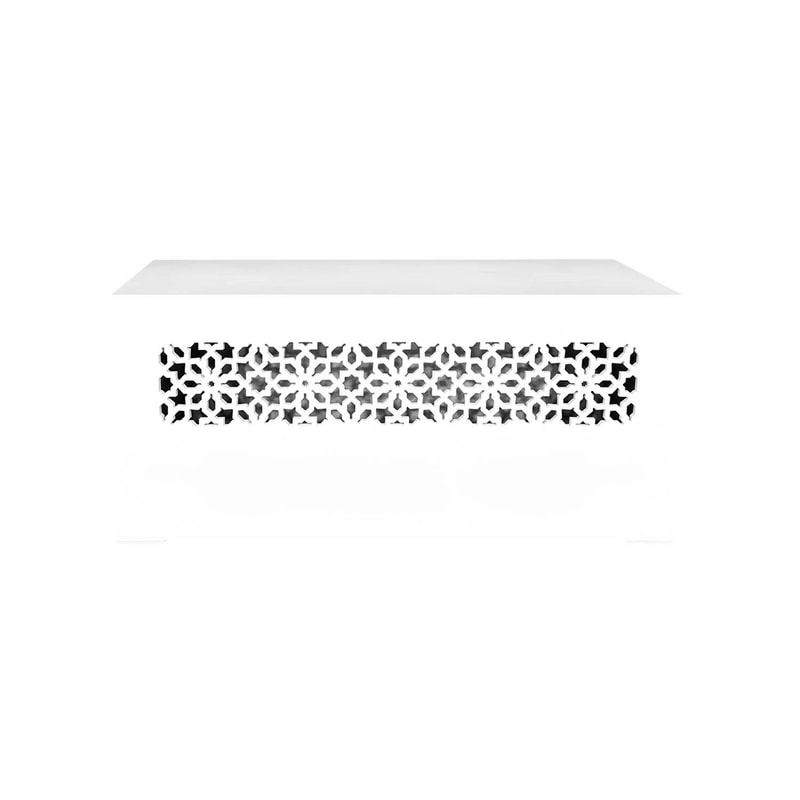 F-BQ101-WH Type 1 buffet counter with mashrabiya CNC pattern in white