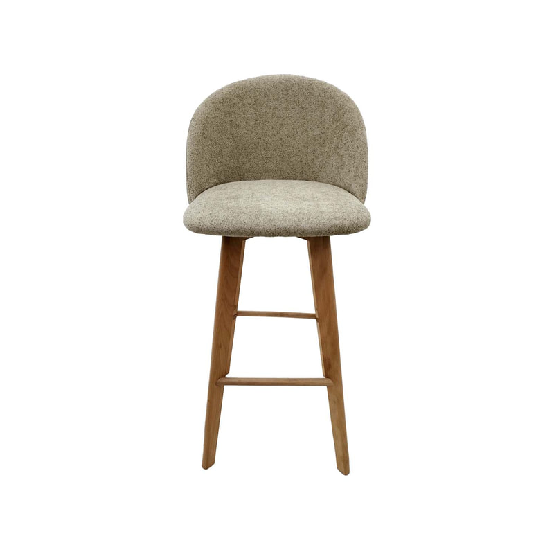 F-BS101-BE Franklin barstool in beige fabric with wooden legs
