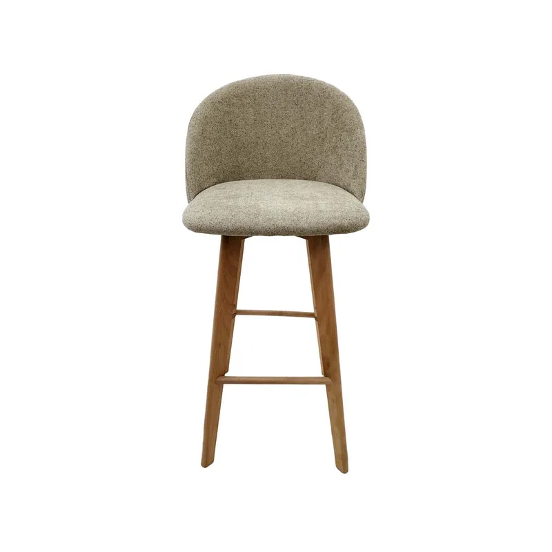 F-BS101-BE Franklin barstool in beige fabric with wooden legs