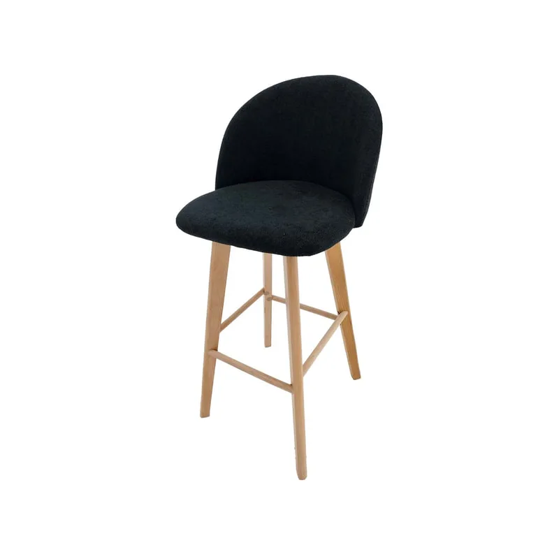 F-BS101-BE Franklin barstool in black fabric with wooden legs