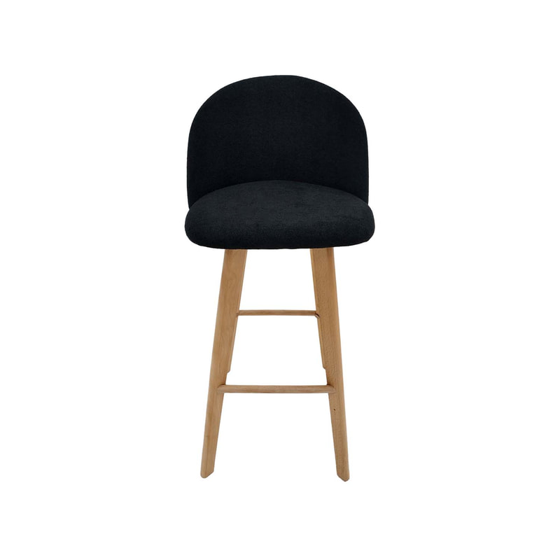 F-BS101-BE Franklin barstool in black fabric with wooden legs