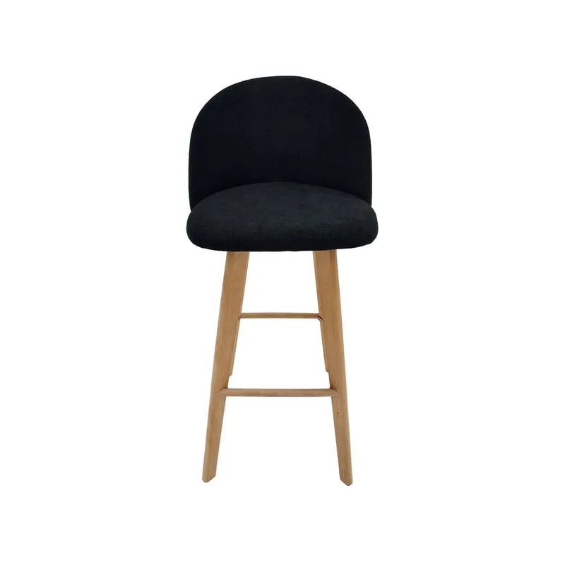 F-BS101-BE Franklin barstool in black fabric with wooden legs
