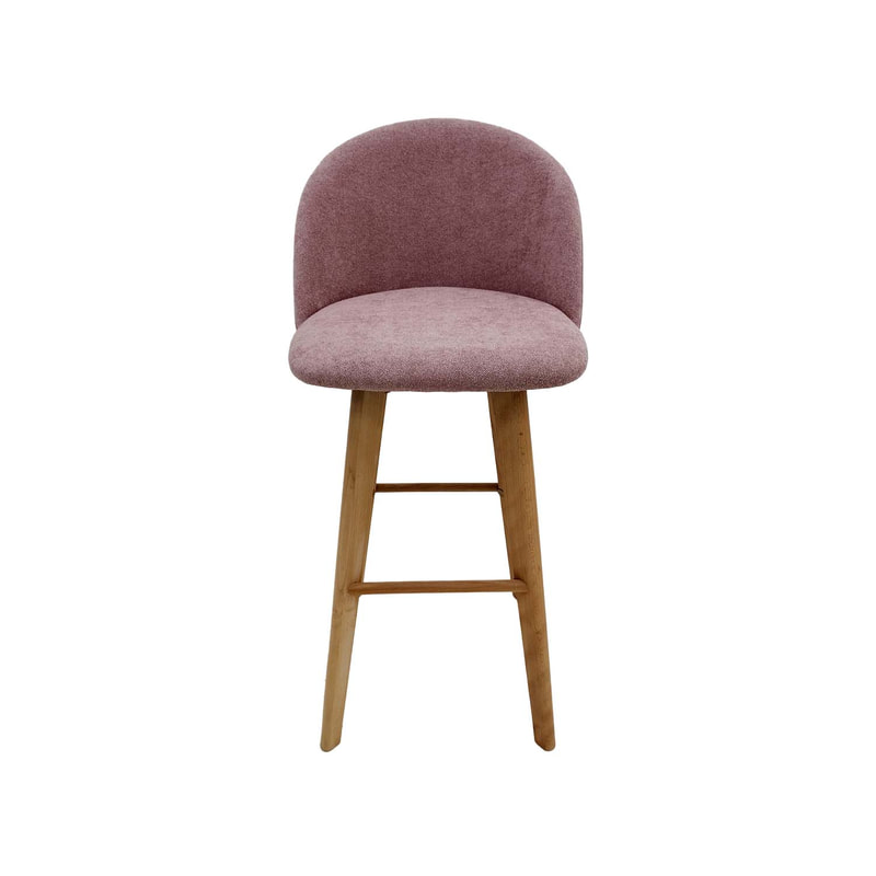 F-BS101-BP Franklin barstool in blush pink fabric with wooden legs