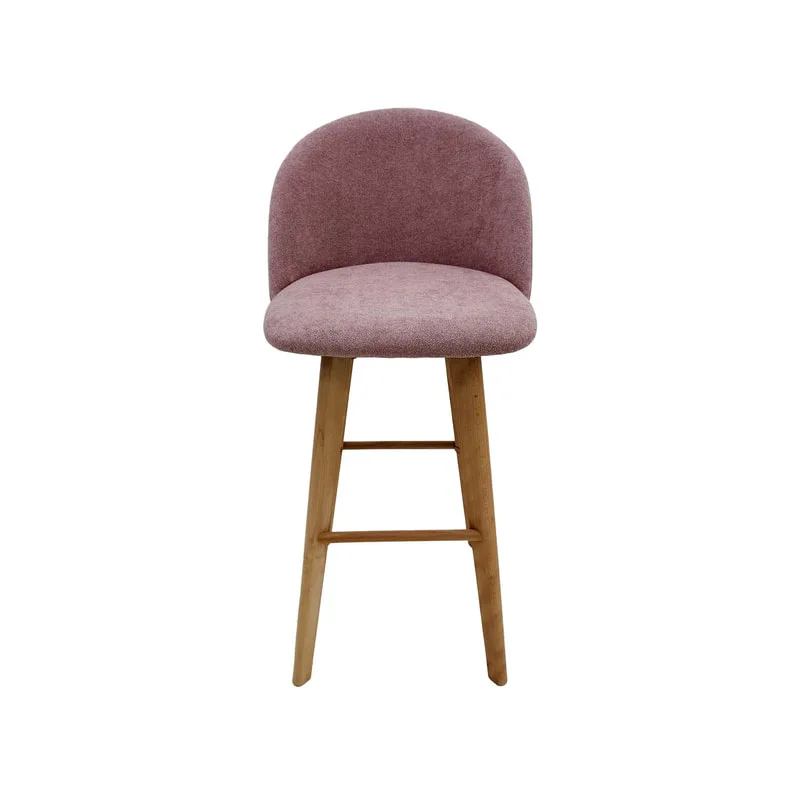 F-BS101-BP Franklin barstool in blush pink fabric with wooden legs