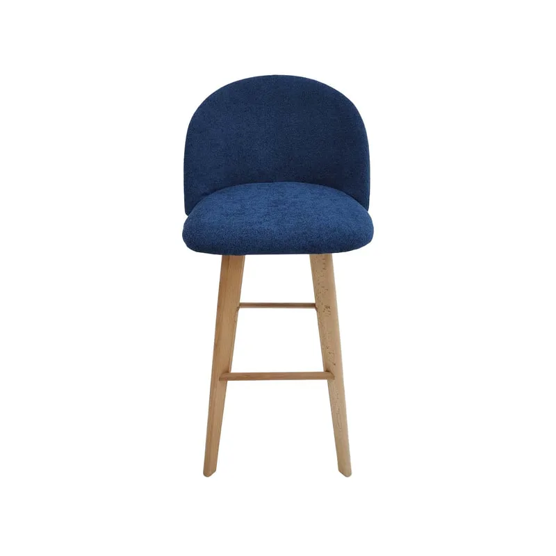 F-BS101-BU Franklin barstool in blue fabric with wooden legs