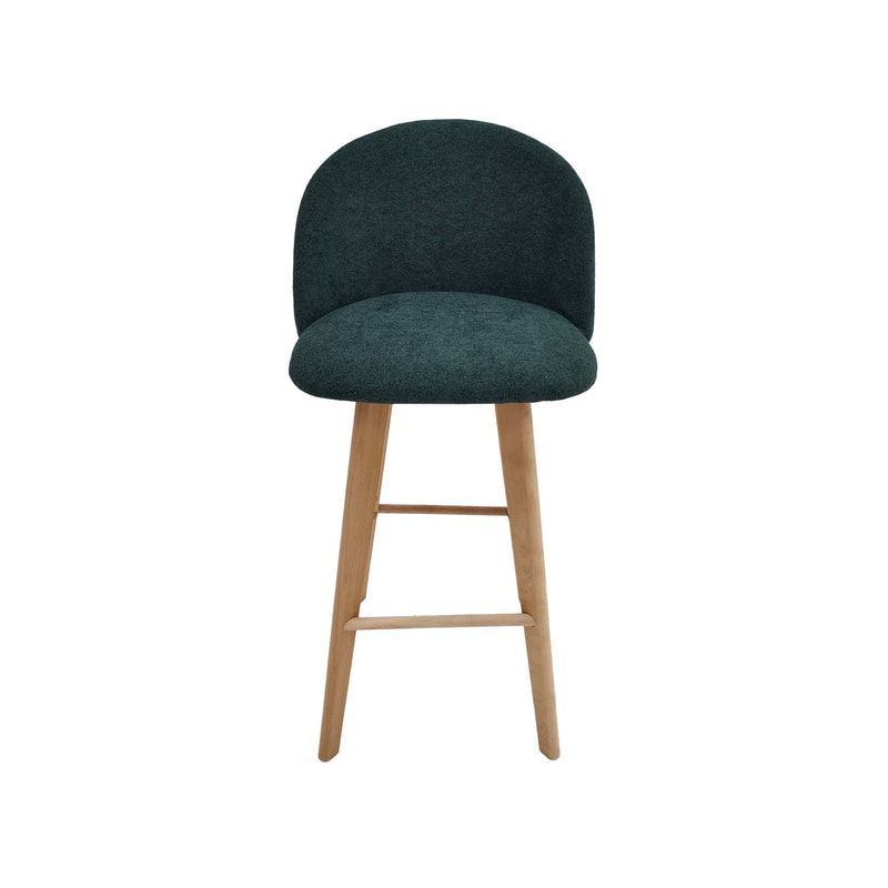 F-BS101-EG Franklin barstool in emerald green fabric with wooden legs