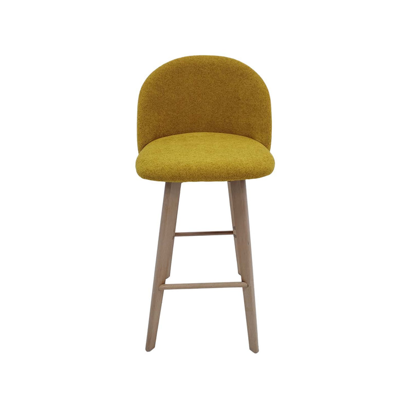 F-BS101-MY Franklin barstool in mustard yellow fabric with wooden legs