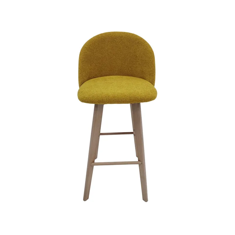 F-BS101-MY Franklin barstool in mustard yellow fabric with wooden legs