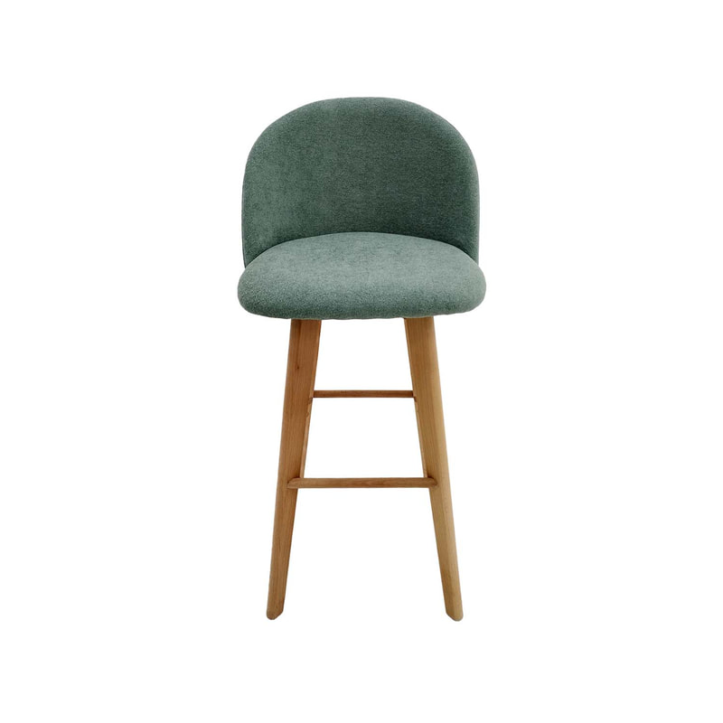 F-BS101-SG Franklin barstool in sage green fabric with wooden legs