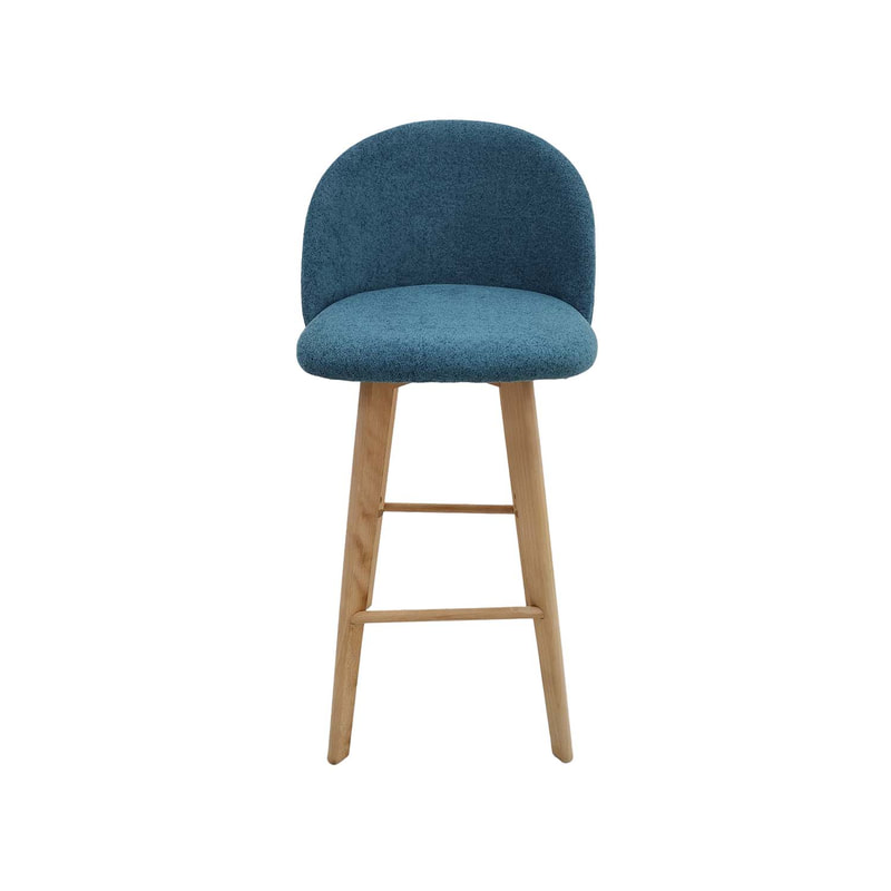 F-BS101-TL Franklin barstool in teal fabric with wooden legs