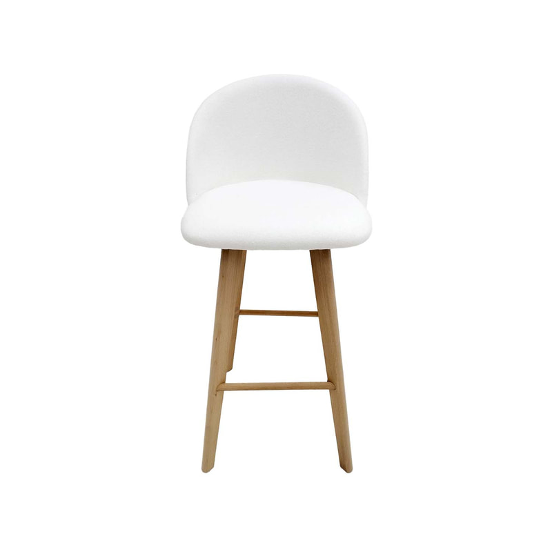 F-BS101-WH Franklin barstool in white fabric with wooden legs