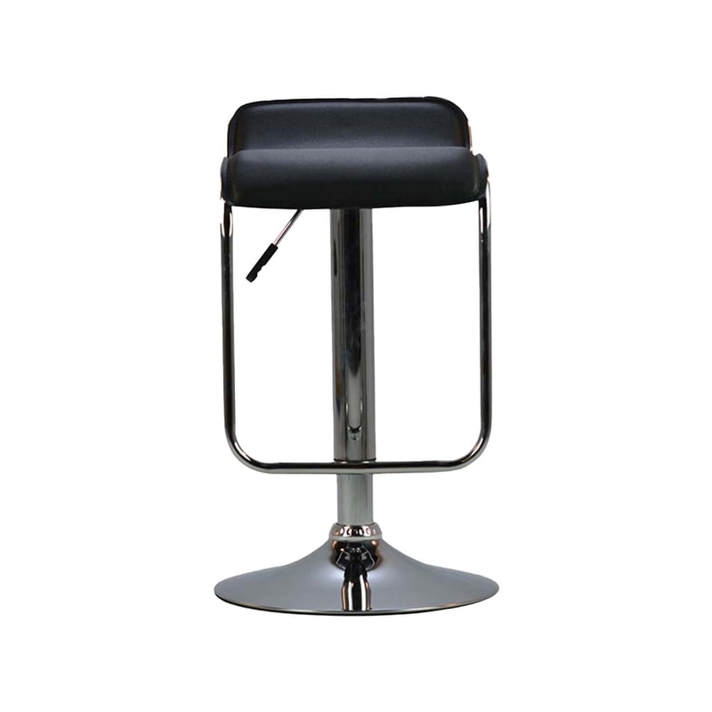 F-BS102-BL Thomas barstool in black leatherette with adjustable stainless steel base & footrest