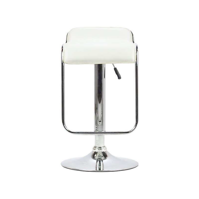 F-BS102-WH Thomas barstool in white leatherette with adjustable stainless steel base & footrest