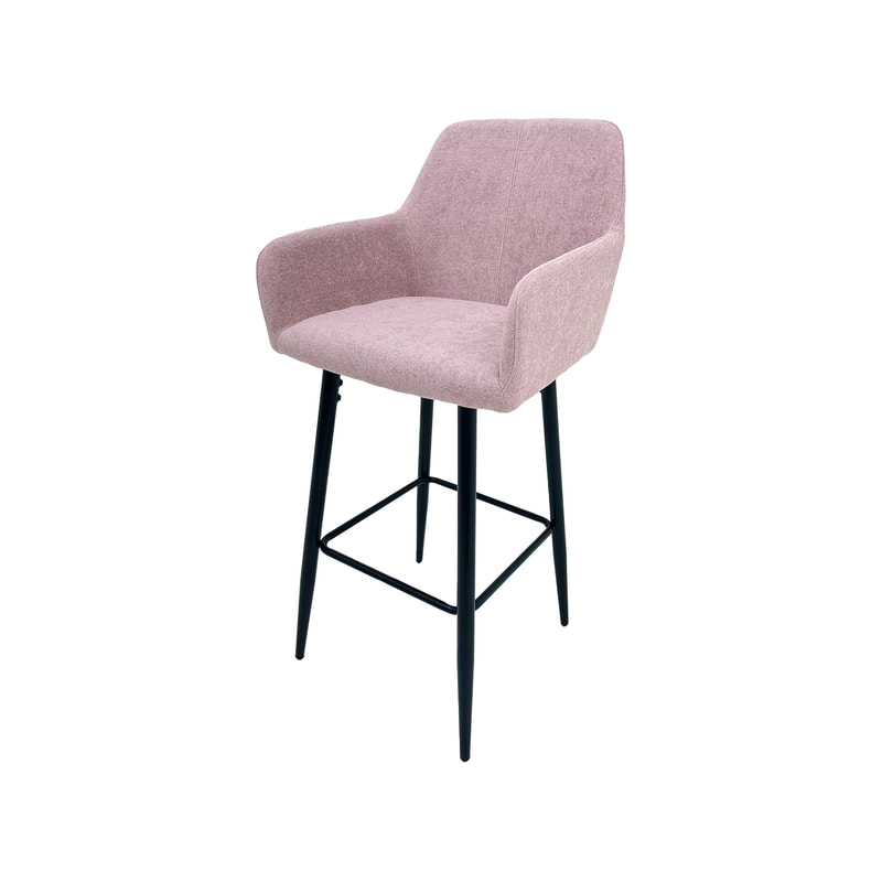 F-BS103-BP Lucas barstool in blush pink fabric with black legs