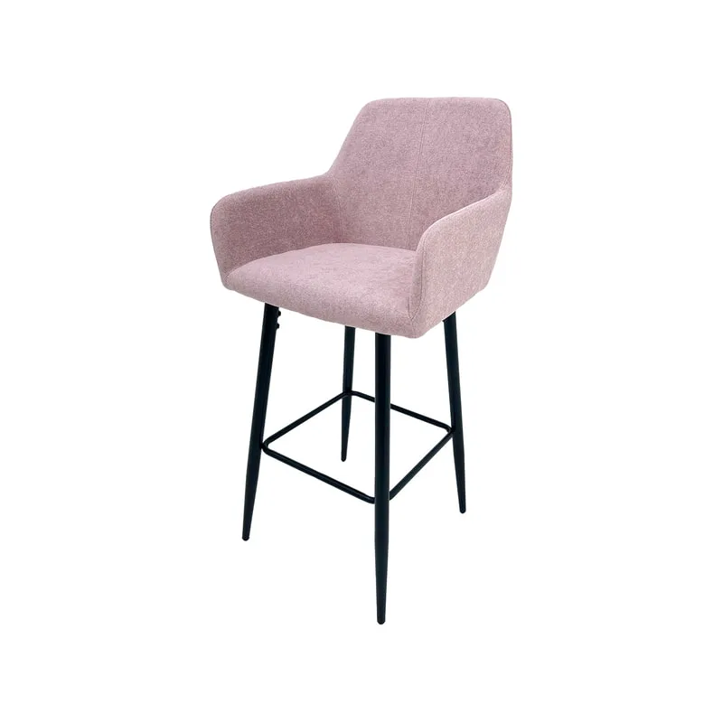 F-BS103-BP Lucas barstool in blush pink fabric with black legs