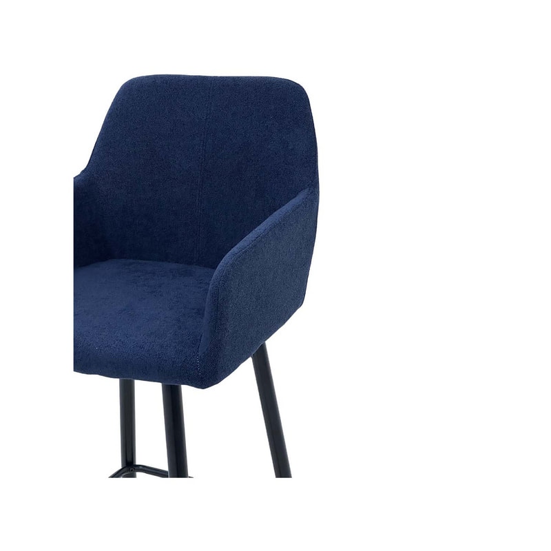 F-BS103-MB Lucas barstool in midnight blue fabric with black legs