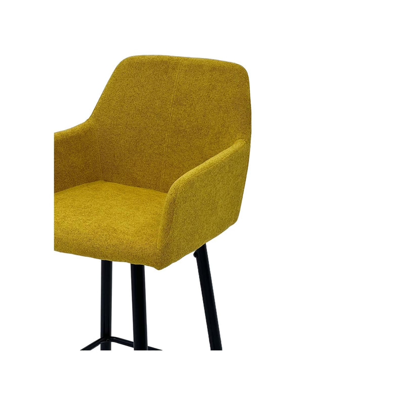F-BS103-MY Lucas barstool in mustard yellow fabric with black legs