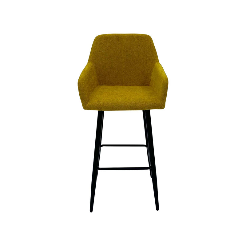 F-BS103-MY Lucas barstool in mustard yellow fabric with black legs