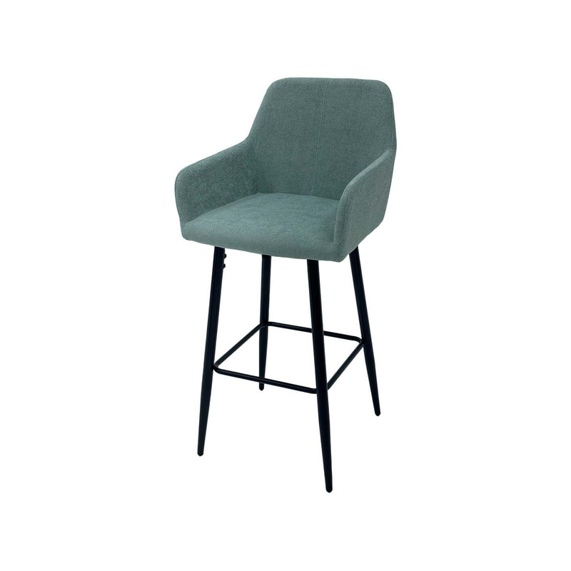 F-BS103-SG Lucas barstool in sage green fabric with black legs