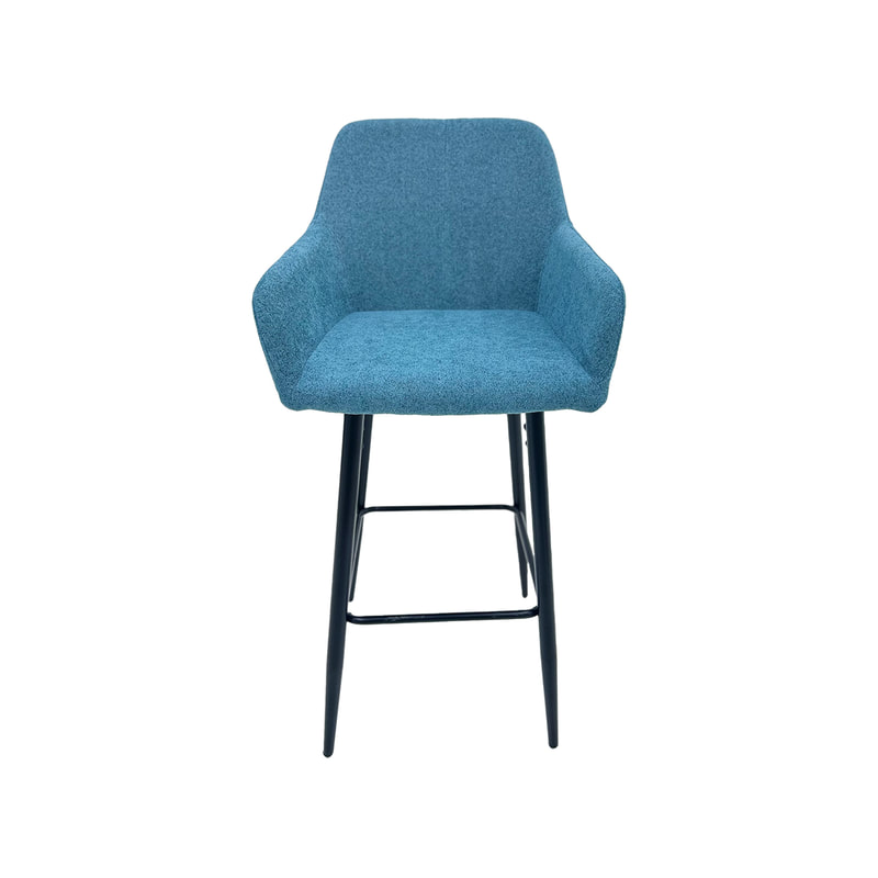 F-BS103-TL Lucas barstool in teal fabric with black legs