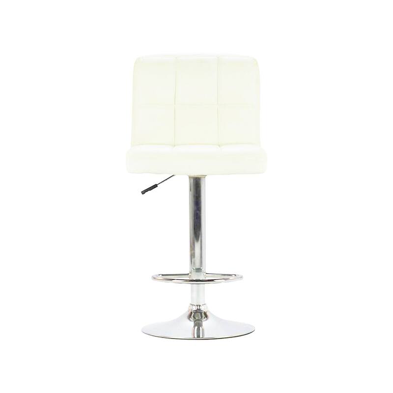 F-BS104-WH Evans barstool in white leatherette with stainless steel adjustable base & footrest - ( 45cm x 40cm x 105cm )