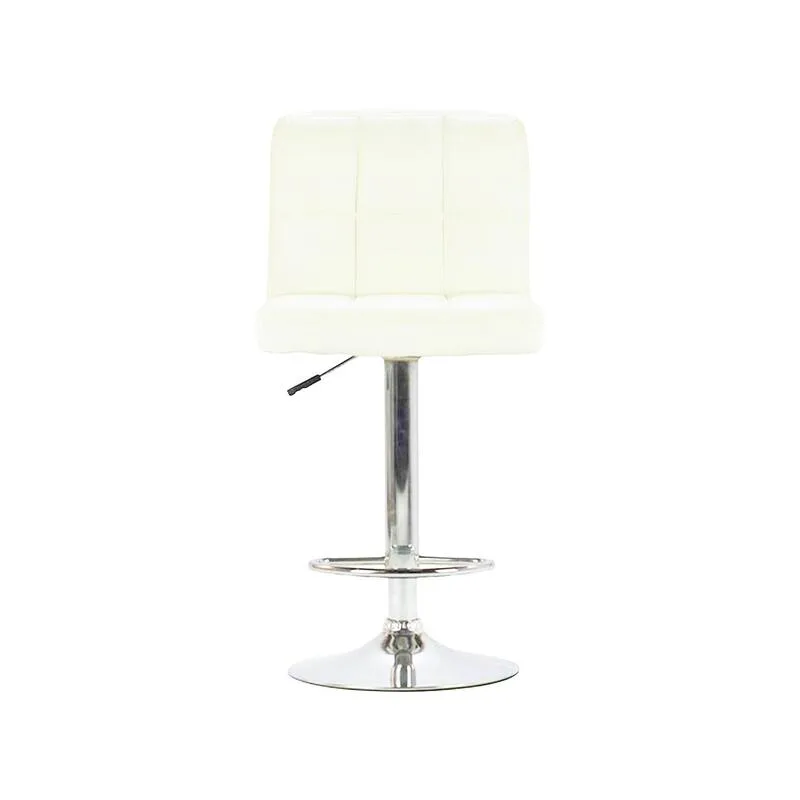 F-BS104-WH Evans barstool in white leatherette with stainless steel adjustable base & footrest - ( 45cm x 40cm x 105cm )