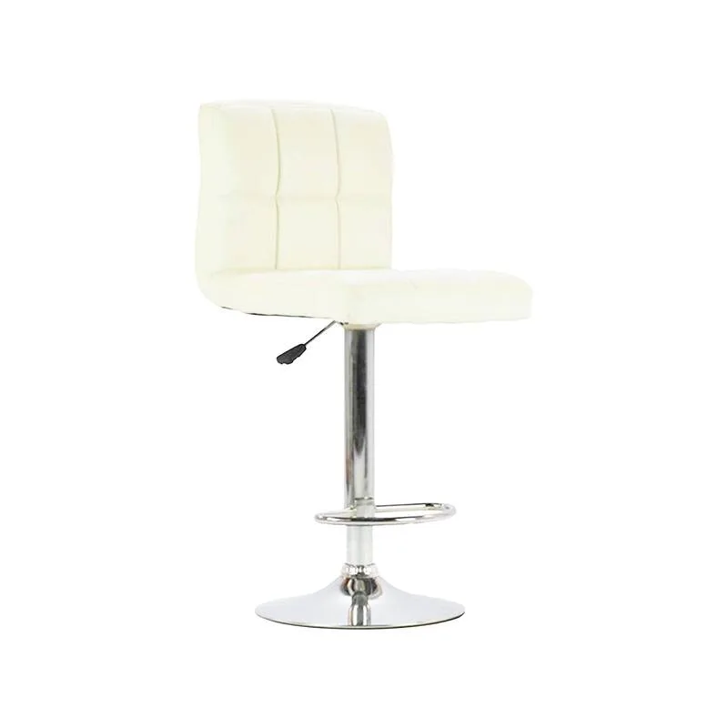 F-BS104-WH Evans barstool in white leatherette with stainless steel adjustable base & footrest - ( 45cm x 40cm x 105cm )