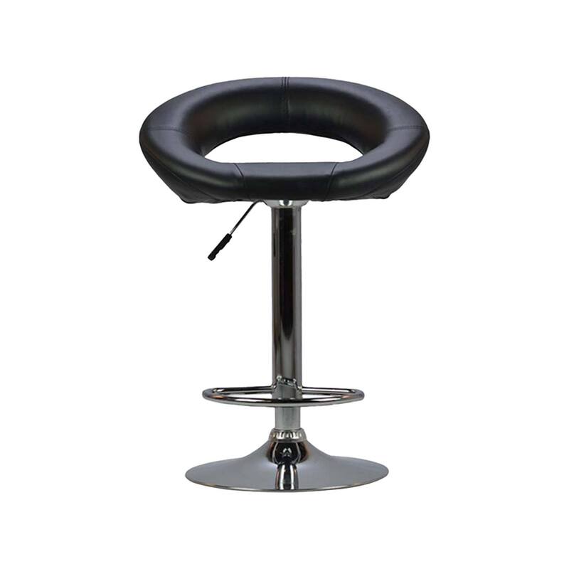 F-BS105-BL James barstool in black leatherette with stainless steel adjustable base & footrest